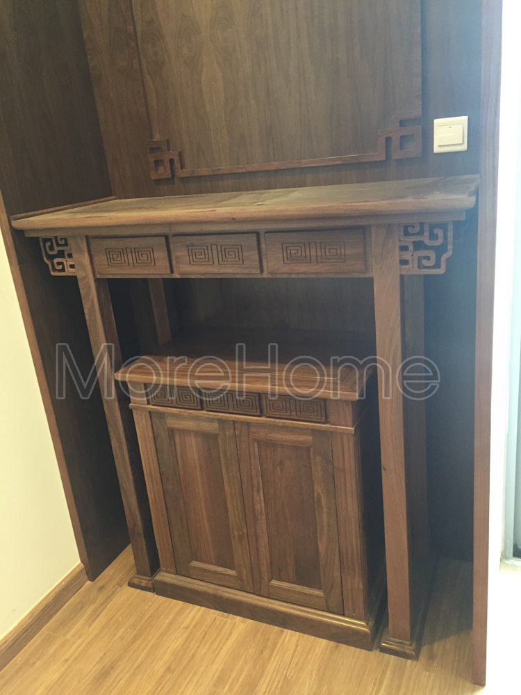 Thiết kế tủ thờ đứng gỗ tần bì - gỗ sồi